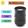2/3" 3/4" 10MP 12MP C Mount Machine Vision Fixed Focal Lens, Manual Iris F2.0-F22, 8mm 12mm 16mm 25mm 35mm 50mm Lightweight Industrial FA Lens